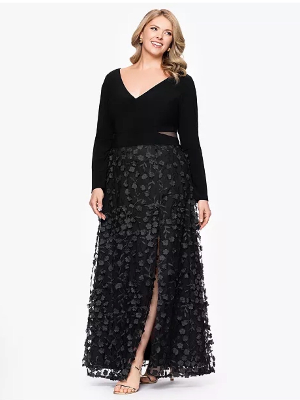 XSCAPE
Plus Size Long Sleeve Embellished Dress - Picture 3 of 11